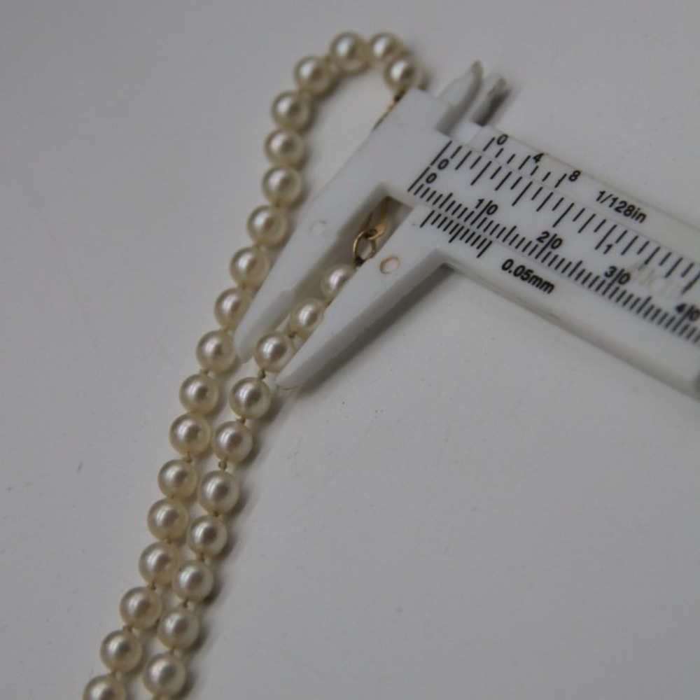 Freshwater Pearl Necklace 14k Yellow Gold Clasp 18 Inch Knotted Strand 4mm - Picture 7 of 7